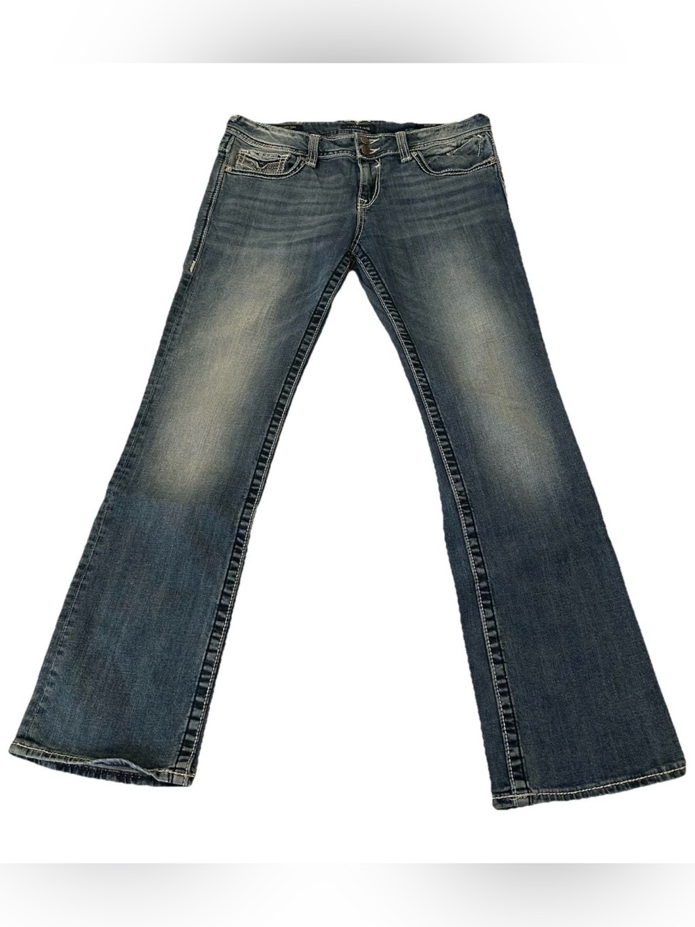 VTG Vigoss The New York Bootcut Jeans Thick Stitch Bling Y2K-Women’s 32 (34x32)